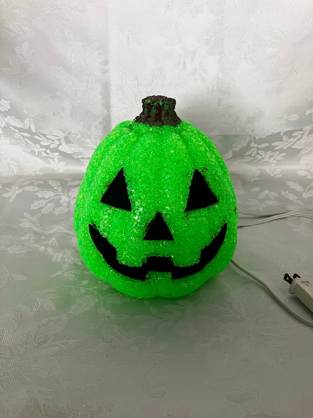 Green Popcorn Plastic Pumpkin Light Jack O Lantern Halloween Decor Works